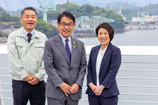 平谷尾道市長と山田さん、井上さん
